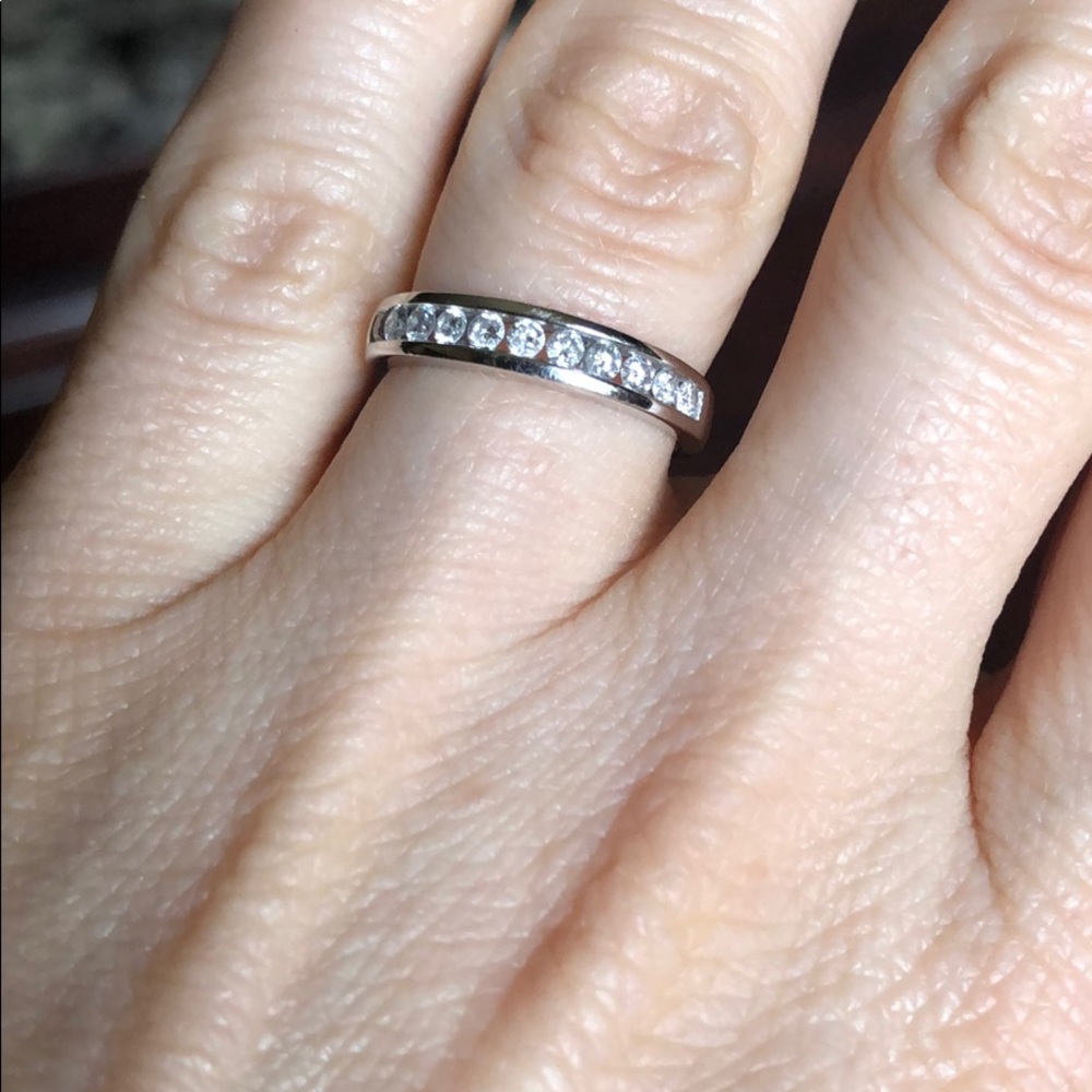 14k white gold genuine diamonds band